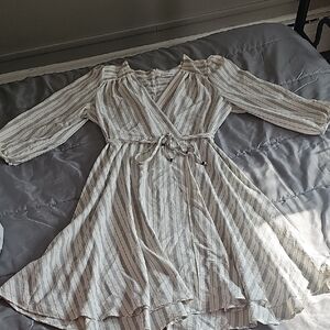 Calvin Klein Grey and White Striped Dress